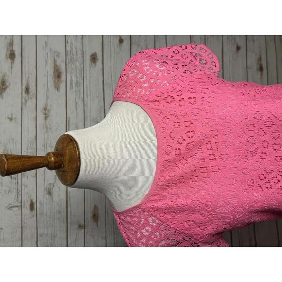 J. Crew classic bright pink coquette Rainbow Lace short sleeve blouse Size 4 - Picture 2 of 7